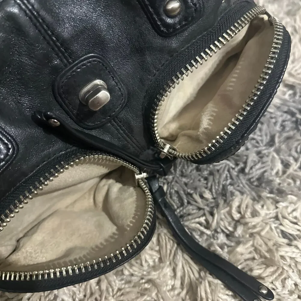 Botkier Bianca Boho Leather Signature Satchel Bag purse Handbag, Black
